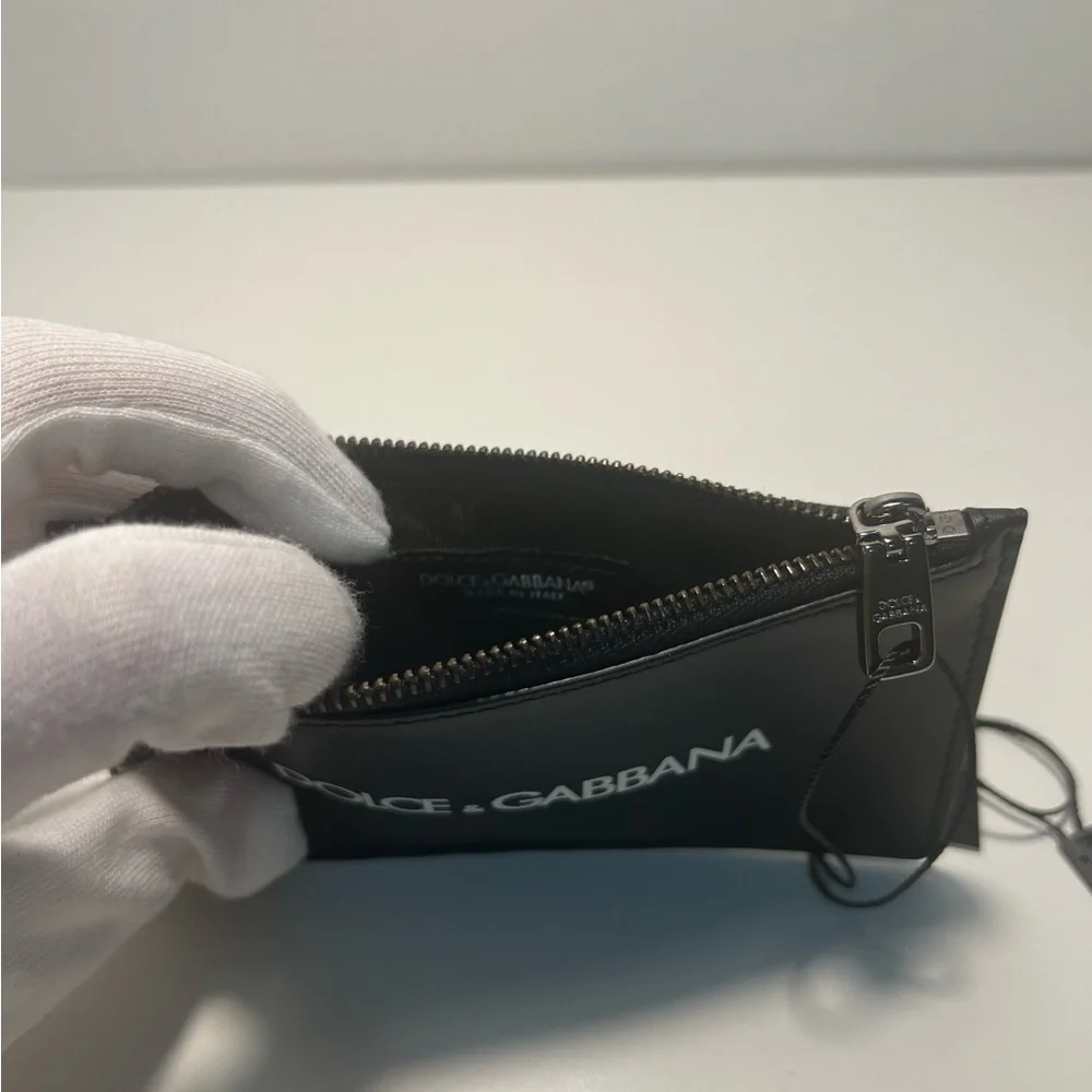 Dolce & Gabbana D&G Vertical Logo Plaque Zippered Leather Cardholder Coin Purse - Picture 11 of 12